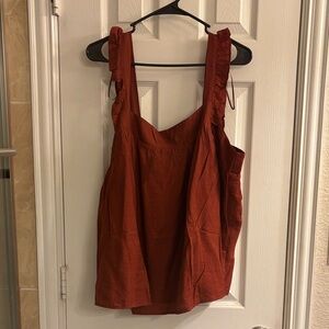 Gilli Terracotta Ruffle Strap Tank Top